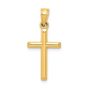 Solid 10K Yellow Gold Polished Cross Pendant Charm 1.05 inch